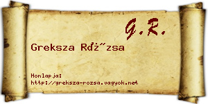 Greksza Rózsa névjegykártya